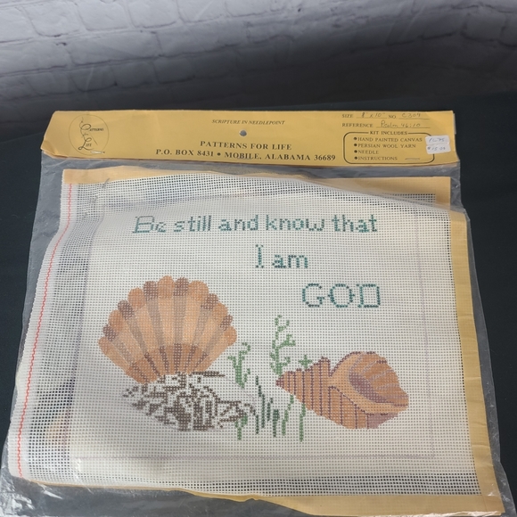 Patterns for life. Scripture in needlepoint. Psalm 46:10 8" X 10" - Picture 2 of 9